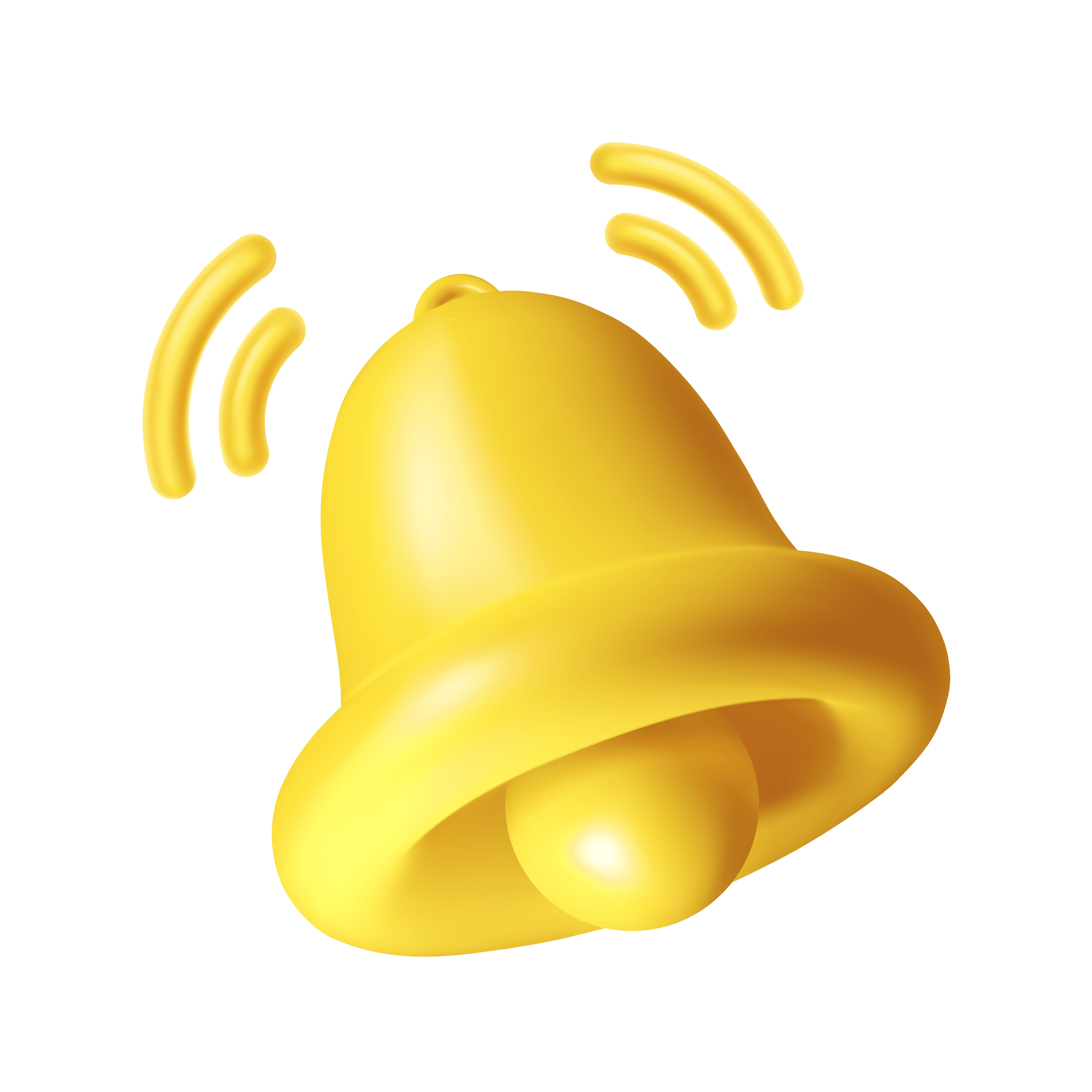 Golden bell icon with motion lines indicating ringing or notification